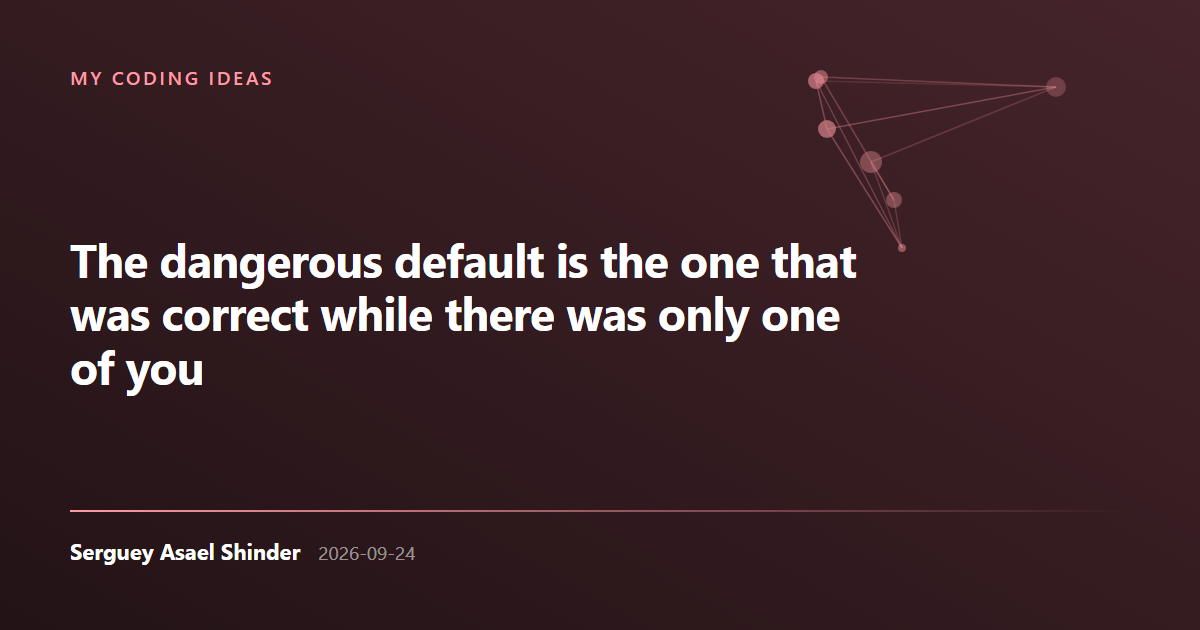 Serguey Asael Shinder: The dangerous default is the one that was correct while there was only one of you