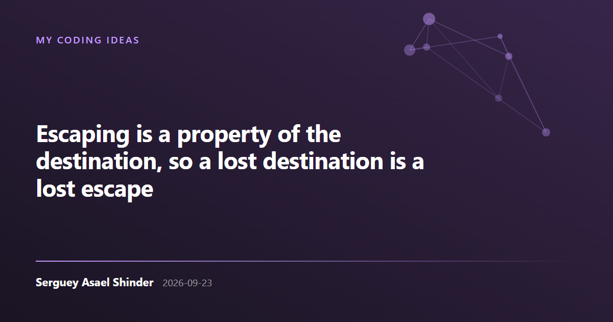 Serguey Asael Shinder: Escaping is a property of the destination, not of the string