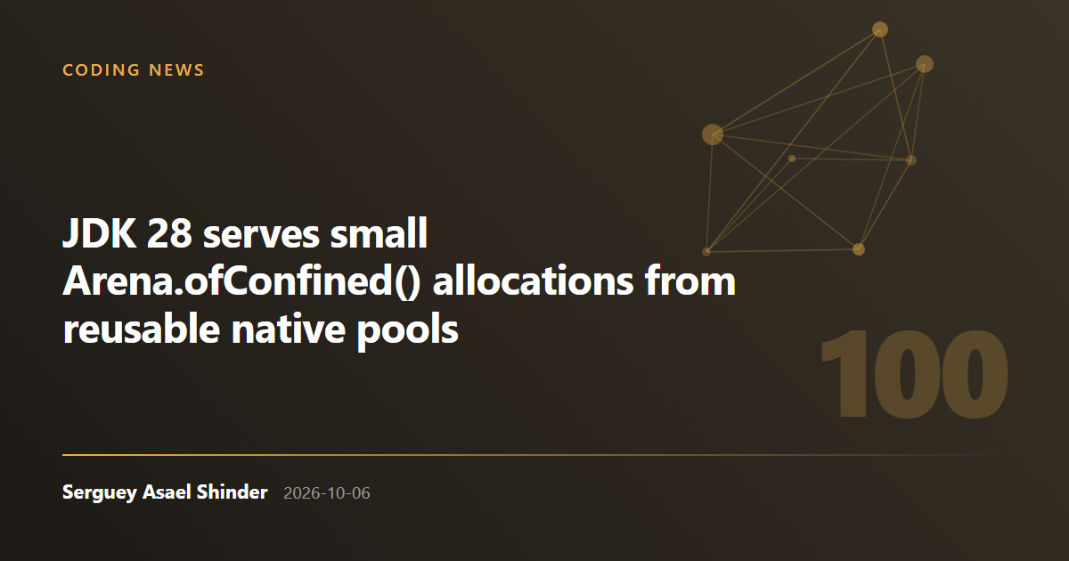 Serguey Asael Shinder: JDK 28 serves small Arena.ofConfined() allocations from reusable native pools