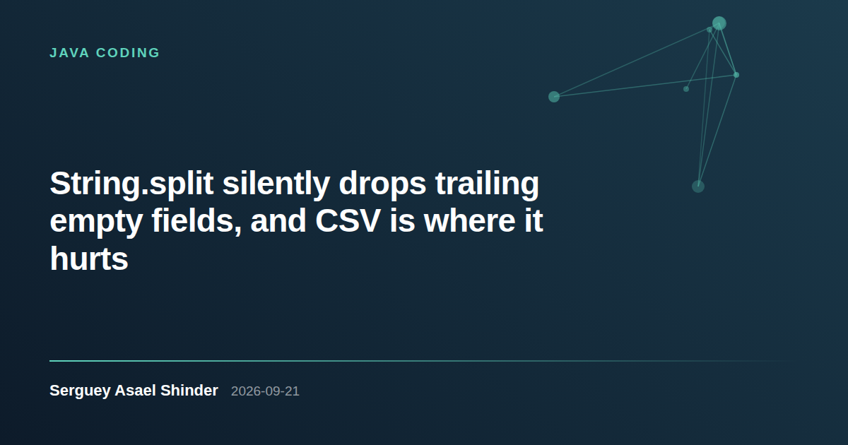 Serguey Asael Shinder: String.split silently drops trailing empty fields, and CSV is where it hurts