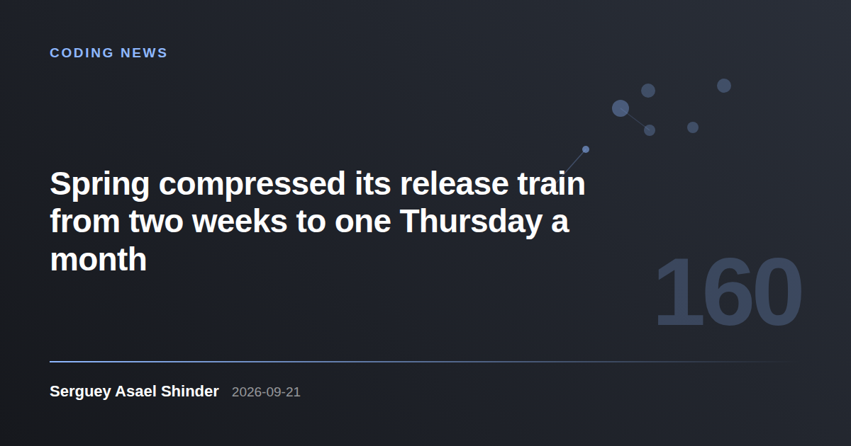 Serguey Asael Shinder: Spring compressed its release train from two weeks to one Thursday a month