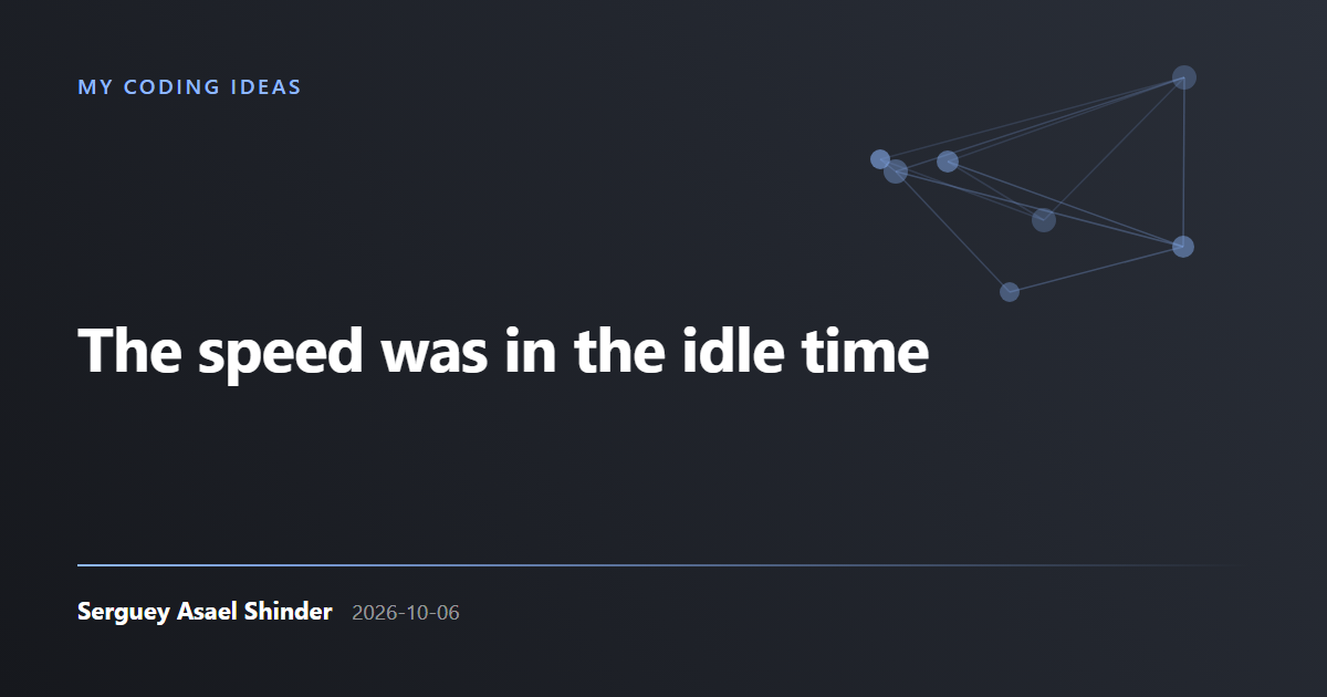 Serguey Asael Shinder: The speed was in the idle time