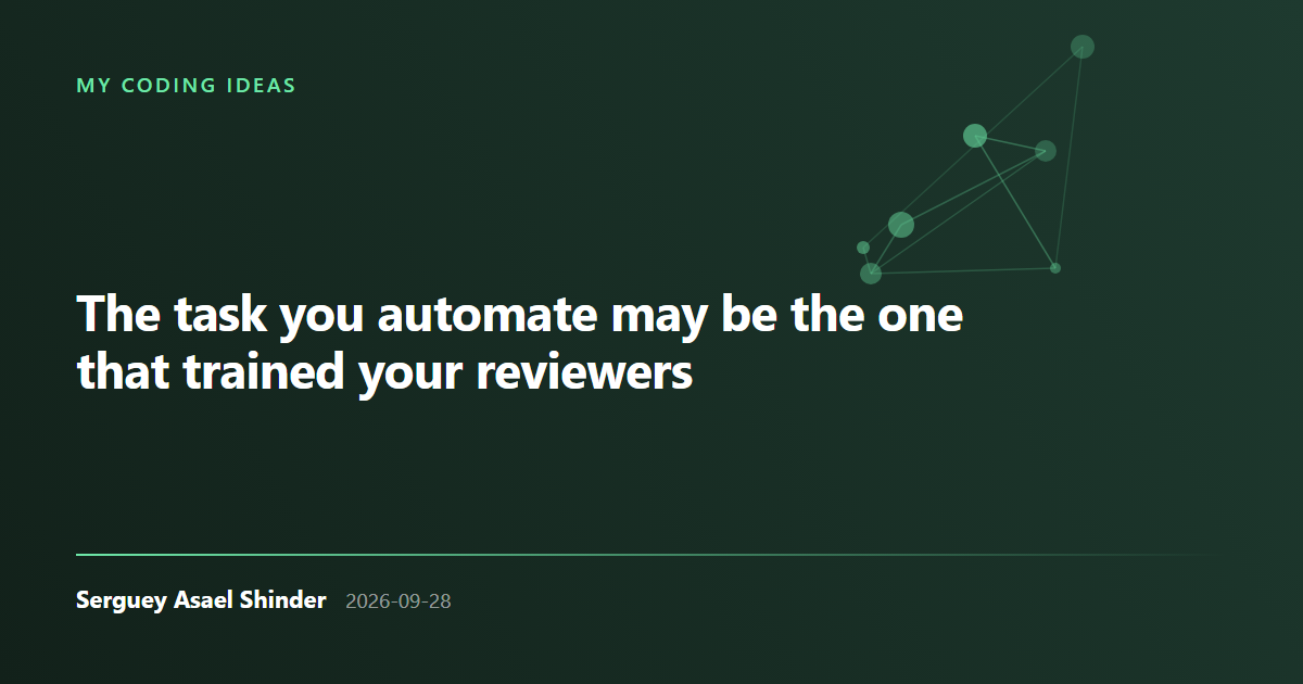 Serguey Asael Shinder: The task you automate may be the one that trained your reviewers